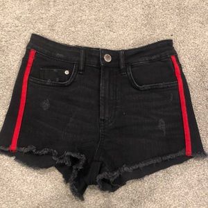ZARA - Black Jean Shirts With Red Side Stripe